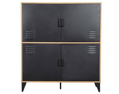 Tribeca - Buffet Haut - Effet Bois Et Métal Noir - 100x112 Cm