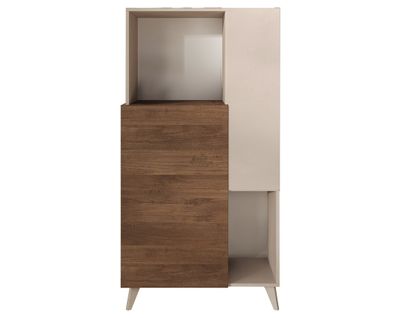 Estelle - Buffet Haut - 2 Portes - 81x154 Cm Marron / Blanc