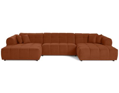 Canapé Panoramique 7 Places Ray En Tissu Texturé Rouille