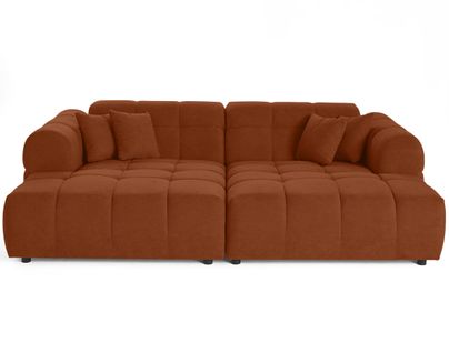 Ray - Canapé Droit 4 Places Avec Double Méridienne - Assise Profonde - En Tissu Texturé