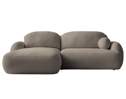 Canapé Angle Gauche Convertible 4 Places Berenice En Tissu Bouclette Taupe