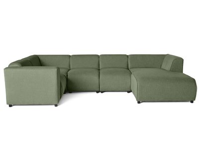 Suaro - Canapé Modulable Panoramique D'angle Gauche 7 Places En Tissu Texturé