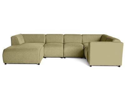 Suaro - Canapé Modulable Panoramique D'angle Droit 7 Places En Tissu Texturé