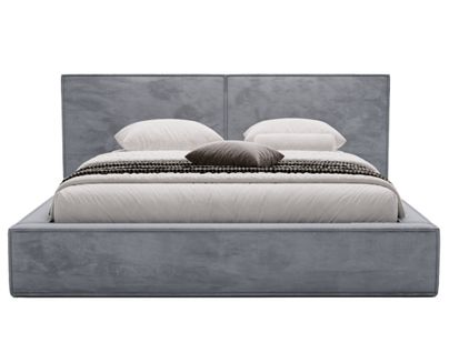 Eros - Lit Coffre - 160x200 Cm - Sommier Inclus - En Velours Gris