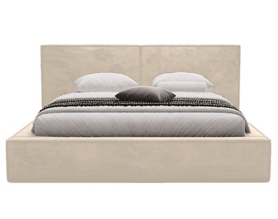 Eros - Lit Coffre - 180x200 Cm - Sommier Inclus - En Velours Beige