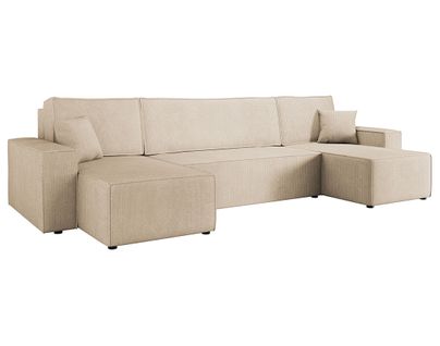 Canapé Panoramique Convertible 7 Places Cezanne En Tissu Texturé Beige