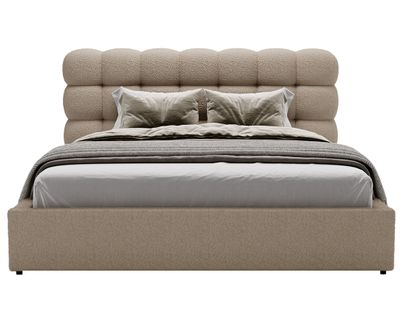 Lotus - Lit Coffre - 180x200 Cm - Sommier Inclus - En Tissu Bouclette