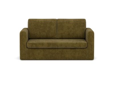 Canapé Droit Convertible 2 Places Marilia En Velours Texturé Vert Olive