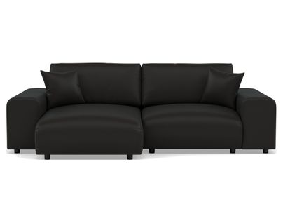 Garance - Canapé D'angle Réversible 4 Places En Simili Noir