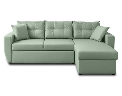 Astoria - Canapé D'angle Réversible 4 Places - Convertible Avec Coffre - En Simili Vert Sauge