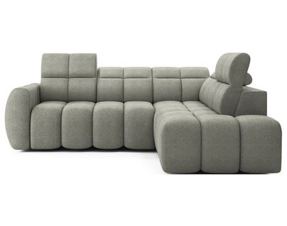 Basile - Canapé D'angle Droit 4 Places Assise Extensible Électrique Avec Coffre En Tissu Texturé