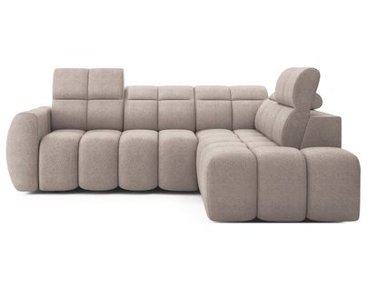 Basile - Canapé D'angle Droit 4 Places Assise Extensible Électrique Avec Coffre En Tissu Texturé