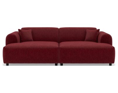 Aumance - Canapé Droit 4 Places Avec Double Méridienne Assise Profonde En Velours Texturé