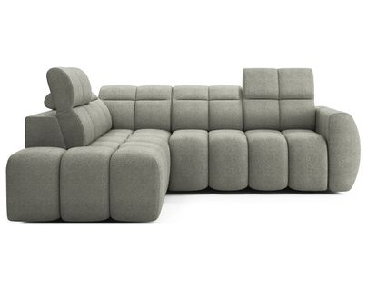 Basile - Canapé D'angle Gauche 4 Places Assise Extensible Électrique Avec Coffre En Tissu Texturé