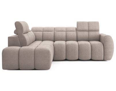 Basile - Canapé D'angle Gauche 4 Places Assise Extensible Électrique Avec Coffre En Tissu Texturé