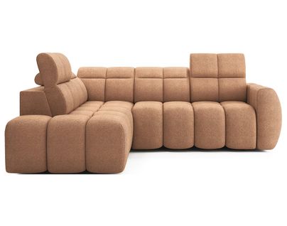 Basile - Canapé D'angle Gauche 4 Places Assise Extensible Électrique Avec Coffre En Tissu Texturé