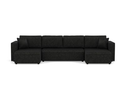 Canapé Panoramique Convertible 7 Places Topaze En Simili Noir