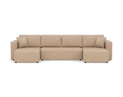 Canapé Panoramique Convertible 7 Places Topaze En Simili Beige