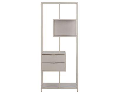 Anthea - Étagère Filaire Métal Avec Plaquage En Effet Bois Blanchi - Avec Tiroirs - 77 Cm - Gris