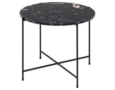 Ezaro - Table Basse Ronde - 52 Cm - Plateau En Marbre - Pieds En Acier
