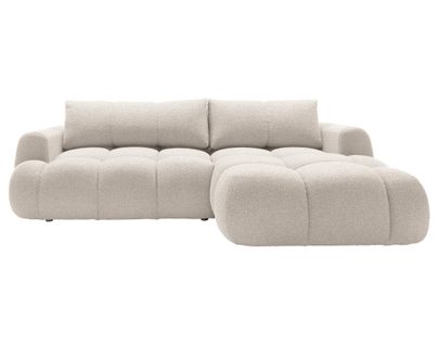 Canapé Angle Droit Convertible 4 Places Yulin En Tissu Bouclette Beige