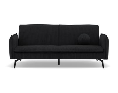 Canapé Droit Convertible 2 Places Lexie En Velours Côtelé Noir