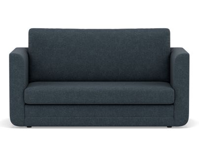 Canapé Droit Convertible 2 Places Isana En Tissu Bleu