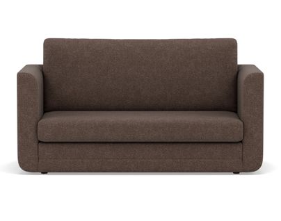 Canapé Droit Convertible 2 Places Isana En Tissu Marron