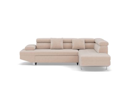 Canapé Angle Droit Convertible 5 Places Margaux En Velours Texturé Beige