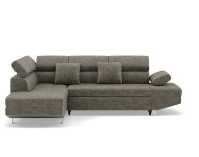 Canapé Angle Gauche Convertible 5 Places Margaux En Velours Texturé Vert