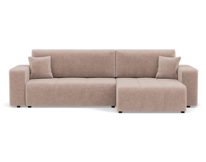 Nicole - Canapé D'angle Réversible 5 Places Convertible Avec Coffre En Tissu Taupe