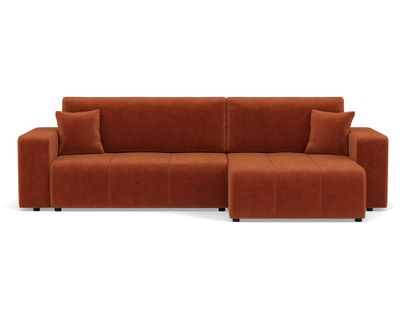 Nicole - Canapé D'angle Réversible 5 Places Convertible Avec Coffre En Tissu Rouille