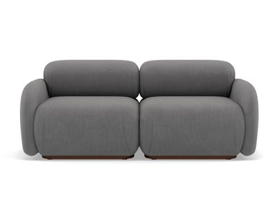 Penelope - Canapé Droit Modulable 2 Places En Velours Texturé Gris