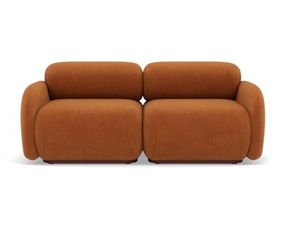 Penelope - Canapé Droit Modulable 2 Places En Velours Texturé Terracotta