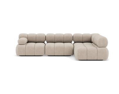 Ruby - Canapé Modulable D'angle Droit 5 Places En Velours Texturé Beige