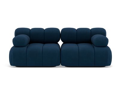 Ruby - Canapé Droit Modulable 2 Places En Velours Texturé Bleu