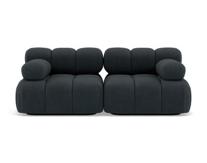 Ruby - Canapé Droit Modulable 2 Places En Velours Texturé Noir