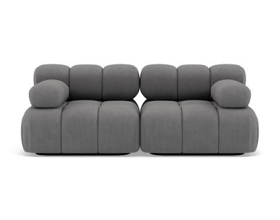 Ruby - Canapé Droit Modulable 2 Places En Velours Texturé Gris