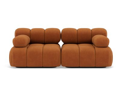 Ruby - Canapé Droit Modulable 2 Places En Velours Texturé Terracotta