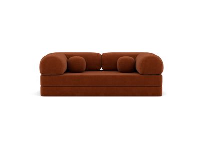 Canapé Droit Convertible 3 Places Nebula En Velours Texturé Terracotta