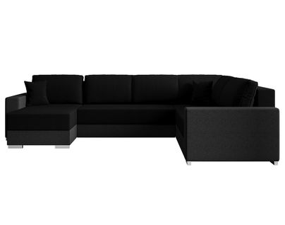 Epona - Canapé Panoramique D'angle Réversible 7 Places Convertible Avec Coffre En Tissu