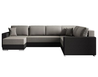 Epona - Canapé Panoramique D'angle Réversible 7 Places Convertible Avec Coffre En Tissu