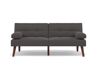 Canapé Droit Convertible 2 Places Philae En Simili Gris