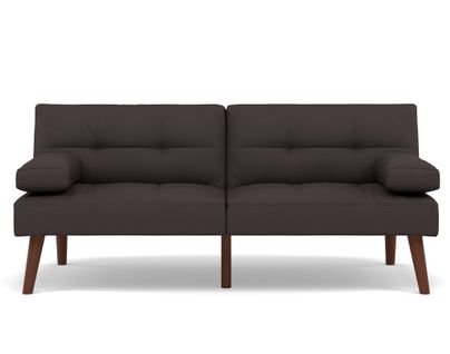 Canapé Droit Convertible 2 Places Philae En Simili Marron