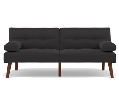 Canapé Droit Convertible 2 Places Philae En Simili Noir