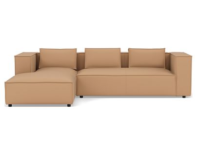 Stella - Canapé D'angle Gauche 4 Places En Simili Taupe