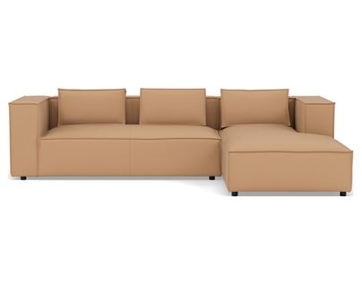 Stella - Canapé D'angle Droit 4 Places En Simili Taupe