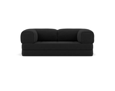 Canapé Droit Convertible 3 Places Poppy En Velours Côtelé Noir