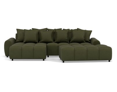 Adelaide - Canapé D'angle Réversible 4 Places Avec Pouf D'appoint En Tissu Texturé