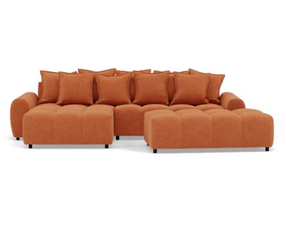 Adelaide - Canapé D'angle Réversible 4 Places Avec Pouf D'appoint En Tissu Texturé